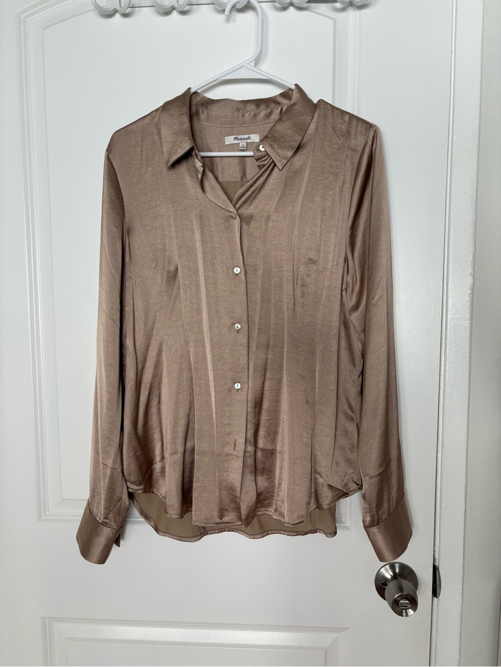 Madewell Satin Button-Down Shirt in Gold